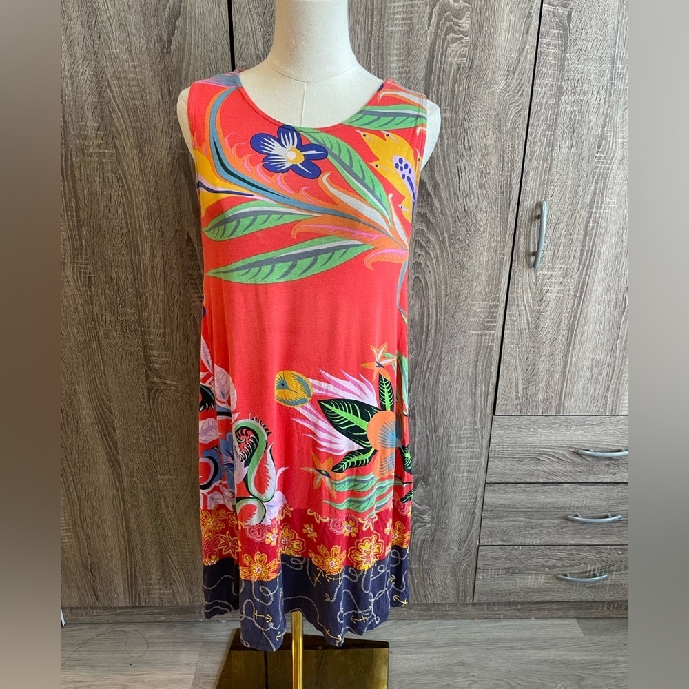 DESIGUAL Orange Floral Print Summer Dress. Size M